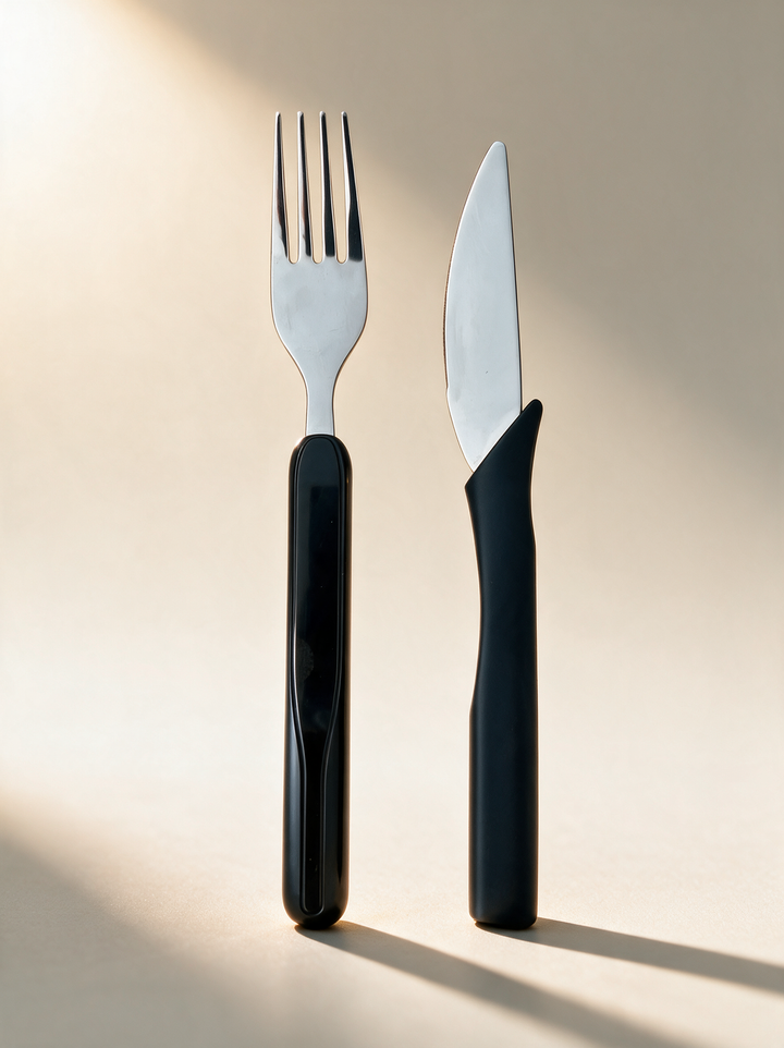 Smart Fork with matching knife on cream